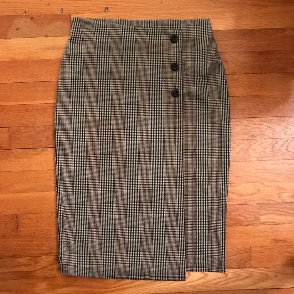 Sanctuary Plaid Grey Pencil Skirt Stretch Size S Office Workwear